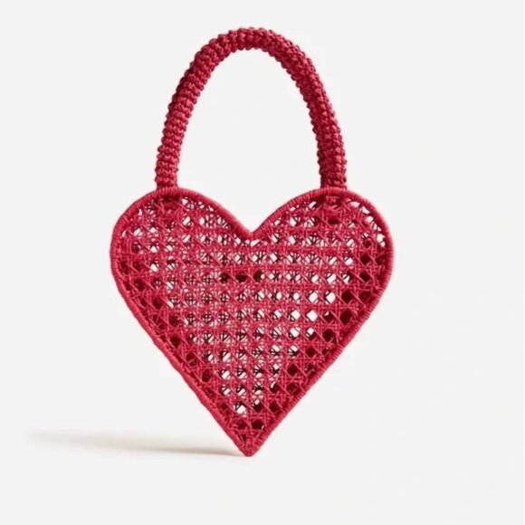 J. Crew Small Red Heart Straw bag - Picture 1 of 8